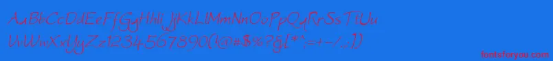 Шрифт Worstveldslingoblique – красные шрифты на синем фоне