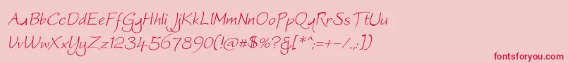 Worstveldslingoblique-Schriftart – Rote Schriften auf rosa Hintergrund