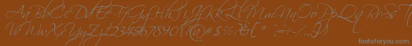 Scriptorama-Schriftart – Graue Schriften auf braunem Hintergrund