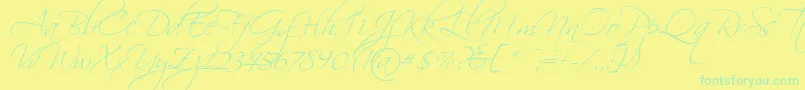 Scriptorama Font – Green Fonts on Yellow Background