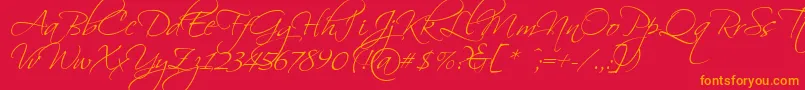 Scriptorama Font – Orange Fonts on Red Background