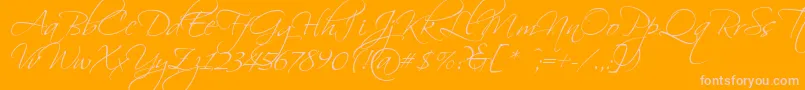 Scriptorama-Schriftart – Rosa Schriften auf orangefarbenem Hintergrund