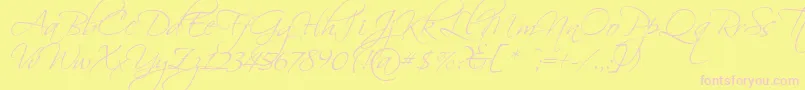 Czcionka Scriptorama – różowe czcionki na żółtym tle