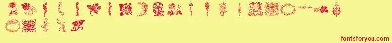 フォントLpflowers – 赤い文字の黄色い背景