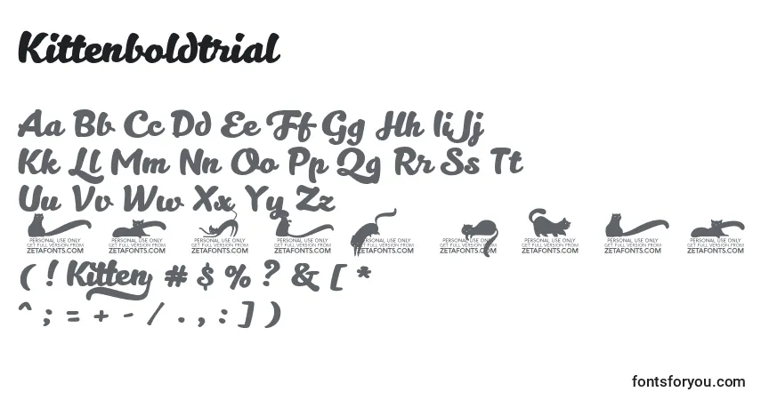 Czcionka Kittenboldtrial – alfabet, cyfry, specjalne znaki