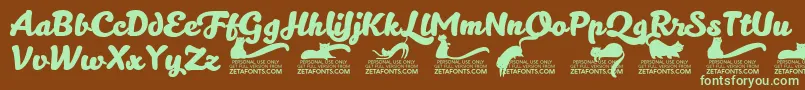Kittenboldtrial-fontti – vihreät fontit ruskealla taustalla