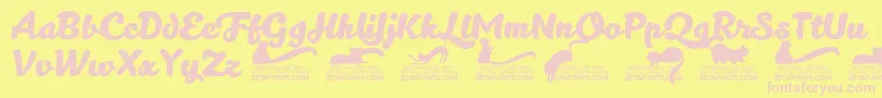 Kittenboldtrial-fontti – vaaleanpunaiset fontit keltaisella taustalla
