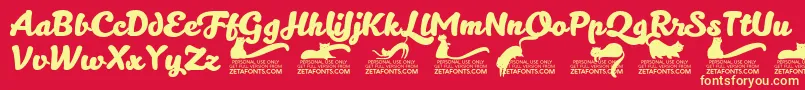 Kittenboldtrial Font – Yellow Fonts on Red Background