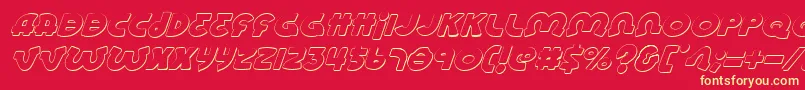 LionelShadowItalic-Schriftart – Gelbe Schriften auf rotem Hintergrund