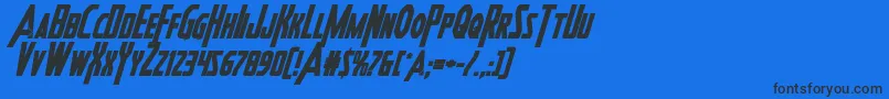 Heroesassembleboldital Font – Black Fonts on Blue Background