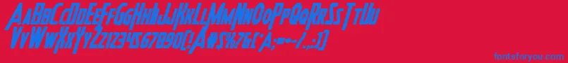 フォントHeroesassembleboldital – 赤い背景に青い文字