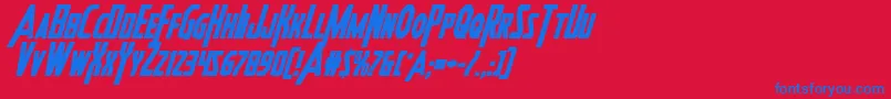 Heroesassembleboldital Font – Blue Fonts on Red Background