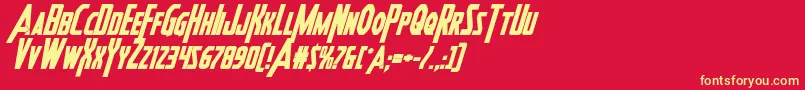 Heroesassembleboldital Font – Yellow Fonts on Red Background