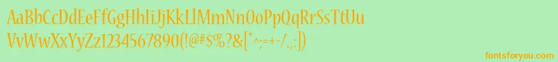 NuevastdCond Font – Orange Fonts on Green Background
