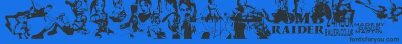 LaraCroftTombRaiderフォントについての詳細 フォントLaraCroftTombRaider – 黒い文字の青い背景