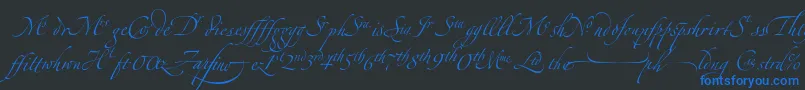 フォントZapfinoextraltLigatures – 黒い背景に青い文字