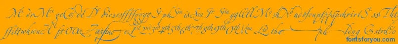 ZapfinoextraltLigatures-Schriftart – Blaue Schriften auf orangefarbenem Hintergrund