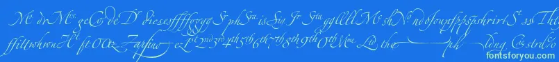 ZapfinoextraltLigatures-Schriftart – Grüne Schriften auf blauem Hintergrund