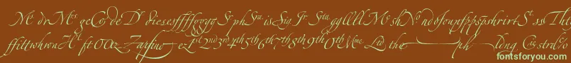 ZapfinoextraltLigatures-Schriftart – Grüne Schriften auf braunem Hintergrund