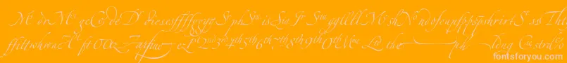 ZapfinoextraltLigatures-Schriftart – Rosa Schriften auf orangefarbenem Hintergrund