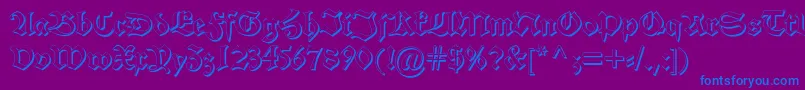 Alteschwabachershadow-Schriftart – Blaue Schriften auf violettem Hintergrund