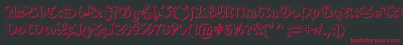 Alteschwabachershadow-Schriftart – Rote Schriften auf schwarzem Hintergrund