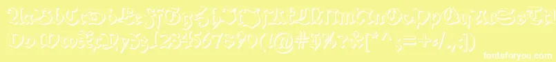 Alteschwabachershadow-Schriftart – Weiße Schriften auf gelbem Hintergrund