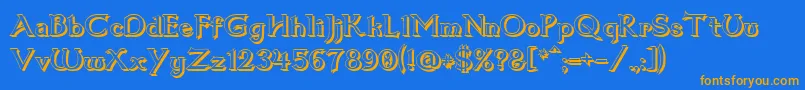 Dumbledor1Shadow Font – Orange Fonts on Blue Background
