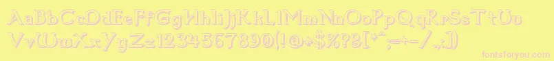 Dumbledor1Shadow-fontti – vaaleanpunaiset fontit keltaisella taustalla