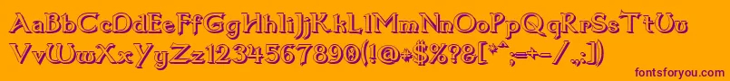 Dumbledor1Shadow-Schriftart – Violette Schriften auf orangefarbenem Hintergrund