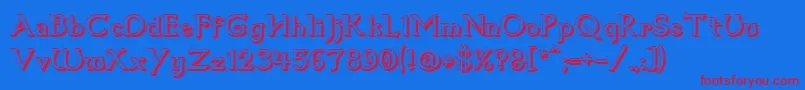 Dumbledor1Shadow-Schriftart – Rote Schriften auf blauem Hintergrund