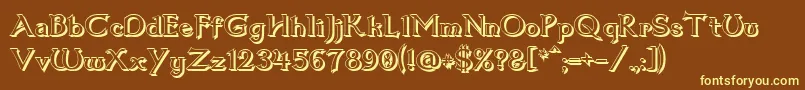 Dumbledor1Shadow-fontti – keltaiset fontit ruskealla taustalla