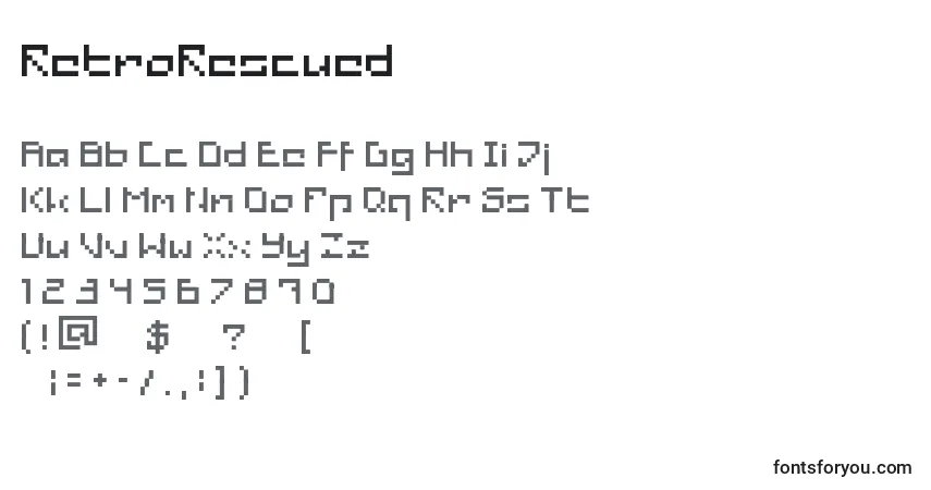 Шрифт RetroRescued – алфавит, цифры, специальные символы