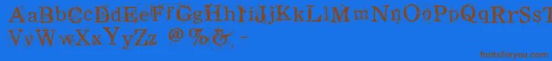 フォントRamrod – 茶色の文字が青い背景にあります。
