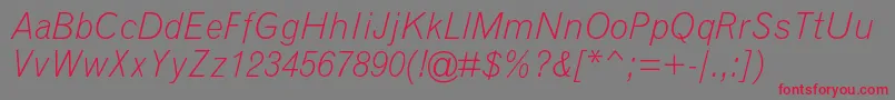 GrotesquemtstdLightitalic Font – Red Fonts on Gray Background