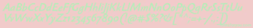 SebastianlightBolditalic Font – Green Fonts on Pink Background