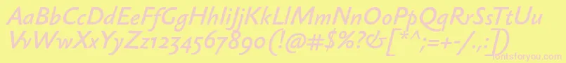 SebastianlightBolditalic Font – Pink Fonts on Yellow Background