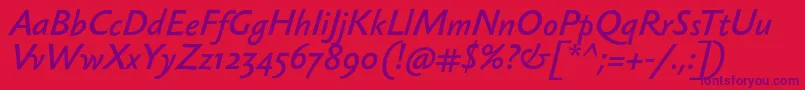 SebastianlightBolditalic Font – Purple Fonts on Red Background