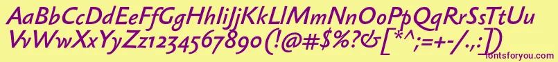 SebastianlightBolditalic Font – Purple Fonts on Yellow Background