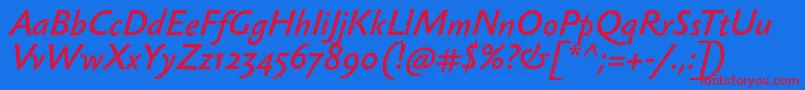 SebastianlightBolditalic Font – Red Fonts on Blue Background