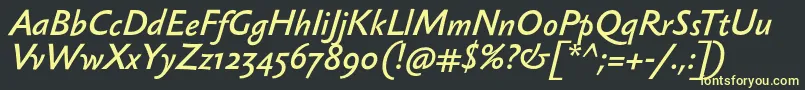 SebastianlightBolditalic Font – Yellow Fonts on Black Background