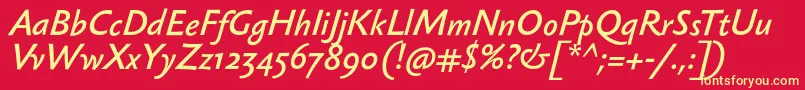 SebastianlightBolditalic Font – Yellow Fonts on Red Background