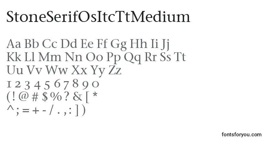 Czcionka StoneSerifOsItcTtMedium – alfabet, cyfry, specjalne znaki