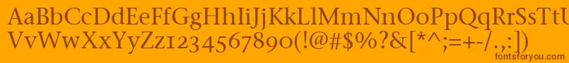 StoneSerifOsItcTtMedium-Schriftart – Braune Schriften auf orangefarbenem Hintergrund