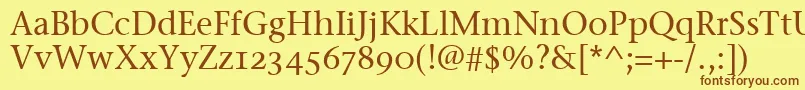 フォントStoneSerifOsItcTtMedium – 茶色の文字が黄色の背景にあります。