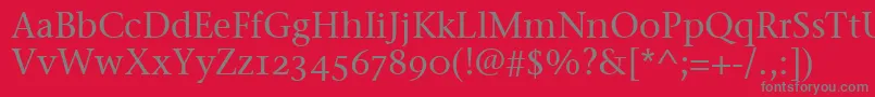 StoneSerifOsItcTtMedium-Schriftart – Graue Schriften auf rotem Hintergrund