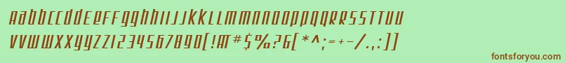 Fonte SfSquareRootOblique – fontes marrons em um fundo verde