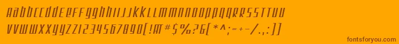 SfSquareRootOblique-Schriftart – Braune Schriften auf orangefarbenem Hintergrund