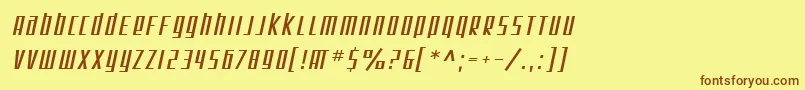 Fonte SfSquareRootOblique – fontes marrons em um fundo amarelo