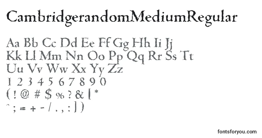 Czcionka CambridgerandomMediumRegular – alfabet, cyfry, specjalne znaki